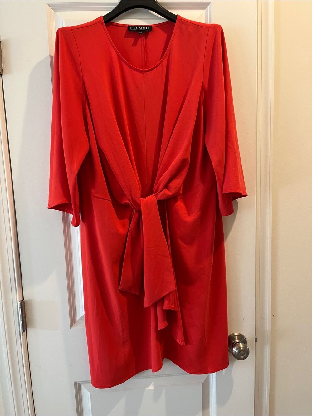 Eloquii Vibrant Orange Tie-Front Sheath Dress